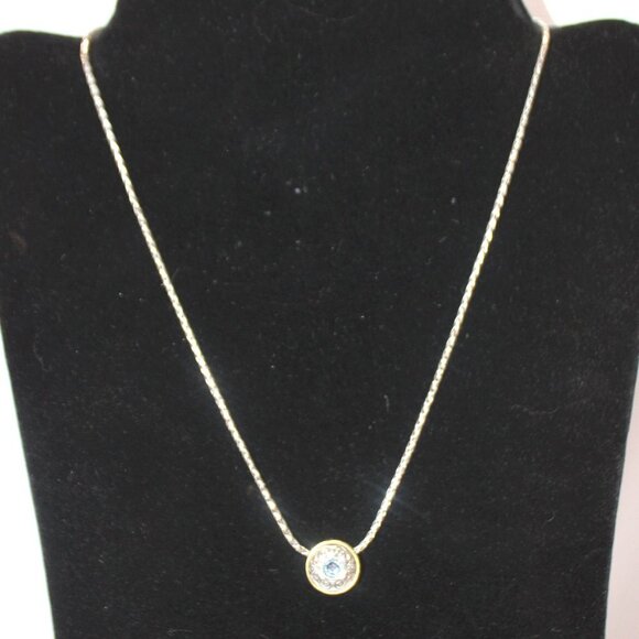 RETIRED Brighton 16"-18" Blue Crystal Round Decorative Bezel Slide Necklace - Picture 6 of 12